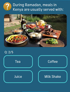 During Ramadan, meals in Kenya are usually served with, Telenor App Quiz