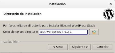 Directorio de instalación de WordPress