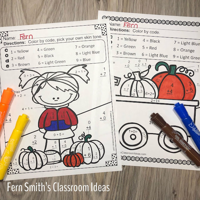 ** BEST SELLER ** You will love the ease of these Ten Adorable Fall Themed Color by Number Addition and Subtraction for Fall and Autumn Resource. Your students will adore these TEN Fall Color By Number Worksheets while learning and reviewing important skills at the same time! You will love the no prep, print and go ease of these printables. As always, answer keys are included. 10 adorable Fall Themed Color by Code Addition and Subtraction for Fall and Autumn. #FernSmithsClassroomIdeas