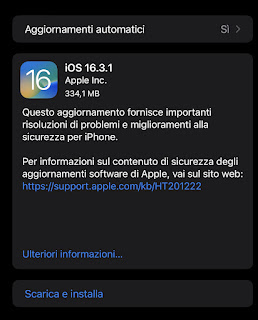 iOS si aggiorna alla versione 16.3.1