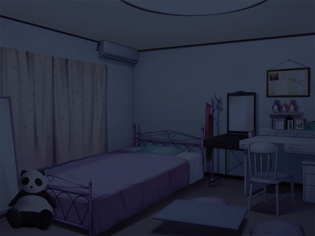 Anime Girl Kawaii Bedroom Background (night)