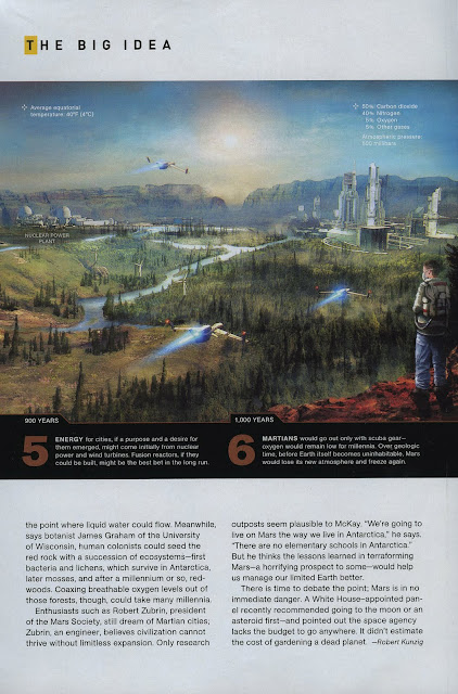 Terraforming Mars - stages 5-6 (National Geographic, feb. 2010, pg.32)