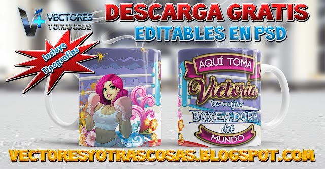 Diseño para sublimar Taza de Boxeadora - Tazas de Profesiones