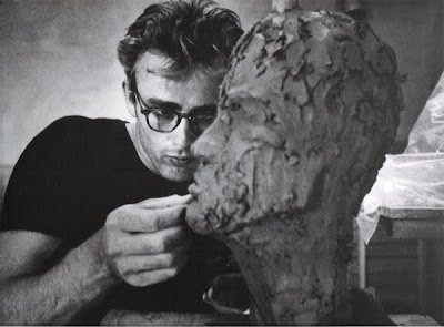 james dean wearing glasses molding clay
