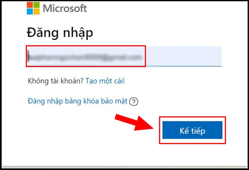 Đăng nhập vào website của Microsoft