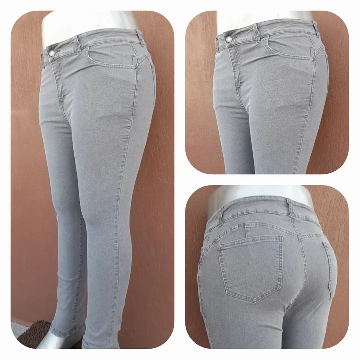 Modelo # 49  Skinny Jeans - Tono Gris con pretina de 1 botón