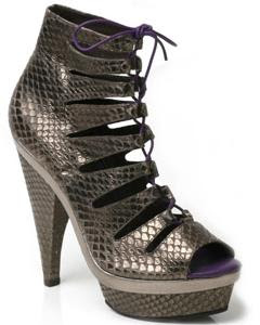 faith laccey pewter snake sandal boots