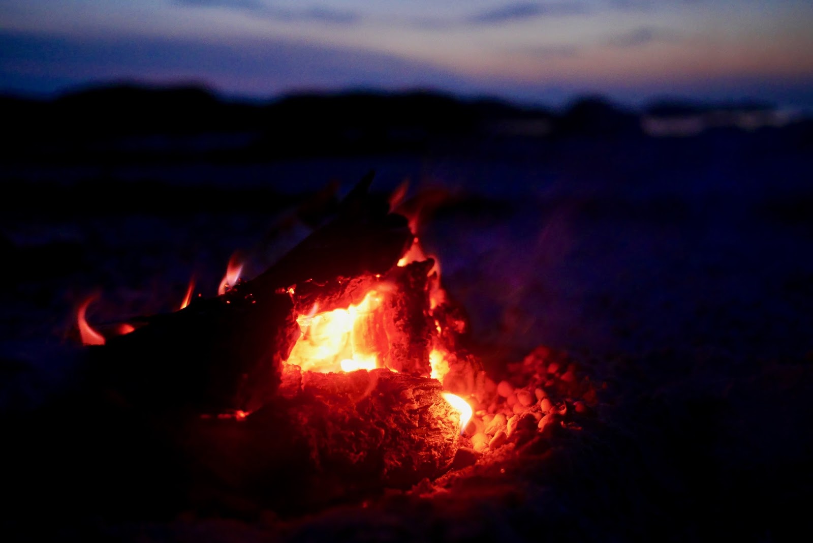 Stunning red flames of the campfire in Arisaig