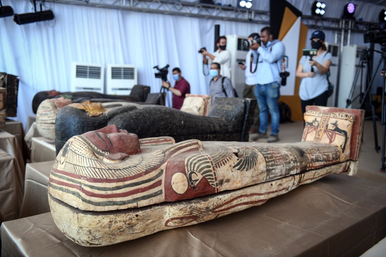 The Ministry of Antiquities announces a large archaeological discovery in the Saqqara region, Egypt.