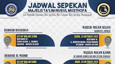Jadwal Majlis Nurul Musthofa 23-29 Oktober 2022