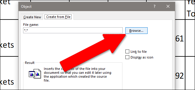 inserire il foglio di calcolo Excel in Word