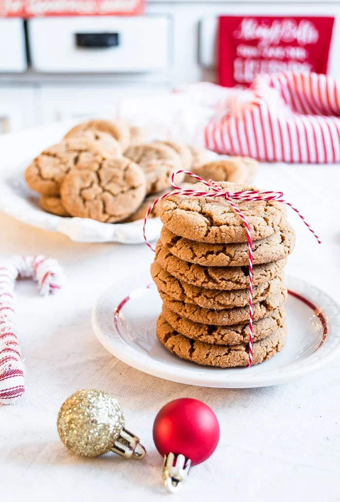 ginger cookie stack wrapped and tied with bakers twine