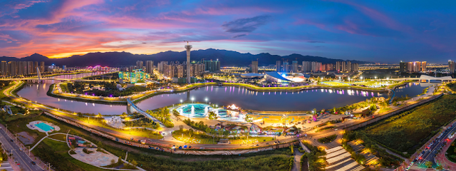 Zhaoqing New District in the evening