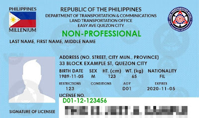 non-professional driver’s license card