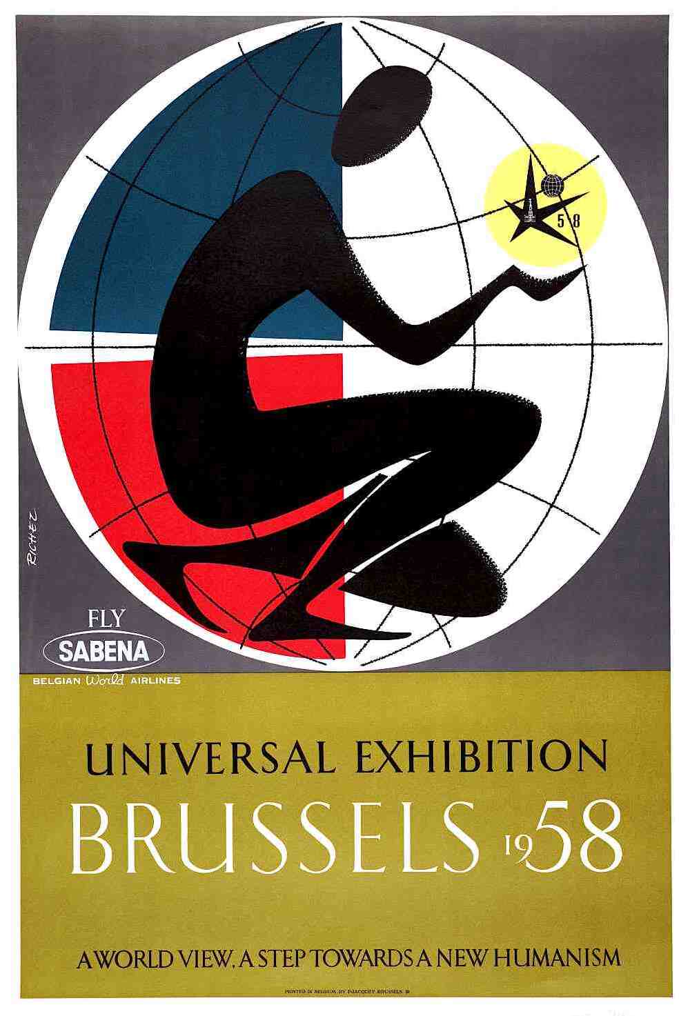 1958 BRUSSELS WORLD'S FAIR poster, a new humanism