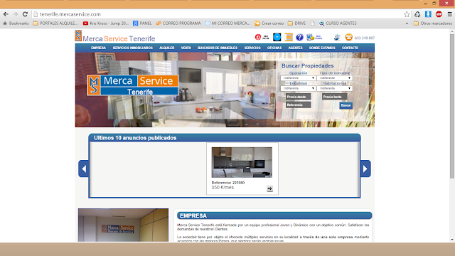 Ejemplo de la web de la agencia MERCA SERVICE TENERIFE