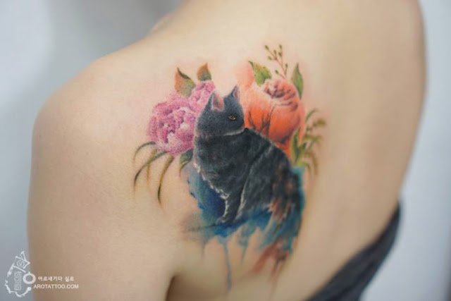 watercolor flower body tattoos