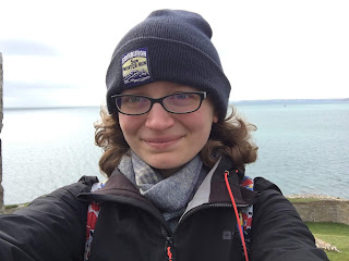 selfie of me at St Mawes Castle with the sea in the background