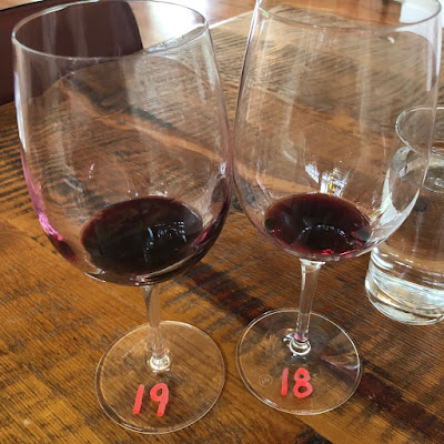 Barrel tasting the 2019 Pentad alongside the 2018