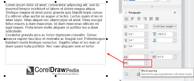 Tutorial Dasar CorelDraw -  Cara Mengatur Line Spacing (Jarak) Text di CorelDraw