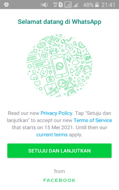 notifikasi persetujuan kebijakan whatsapp