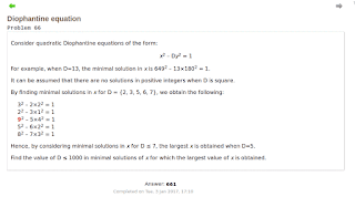 Project euler problem 66 question and answer