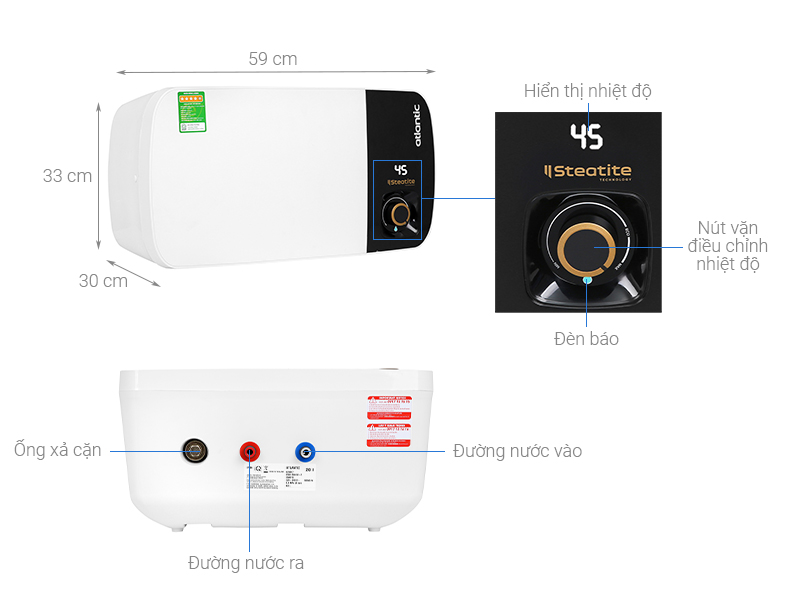Máy nước nóng gián tiếp Atlantic 20 lít 2500W Neo Max SWH 20H M-2 823017 Máy nước nóng gián tiếp Atlantic 20 lít 2500W Neo Max SWH 20H M-2 823017