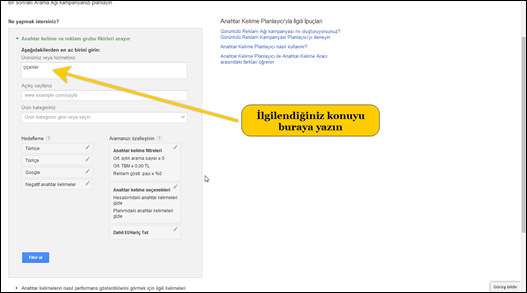 Anahtar kelime planlayıcı
