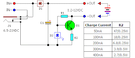 Cheap cost Universal charger for NiCD - NiMH batteries Circuit Diagram