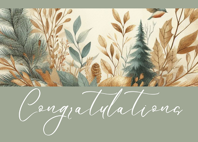 Free Congratulations Greeting Cards | Printable | Instant Download | Vintage Rustic Watercolor Pastel Elegant Design
