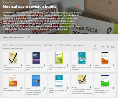 Screen-shot of the Medical Exam collection on Library Search - showing an array of titles