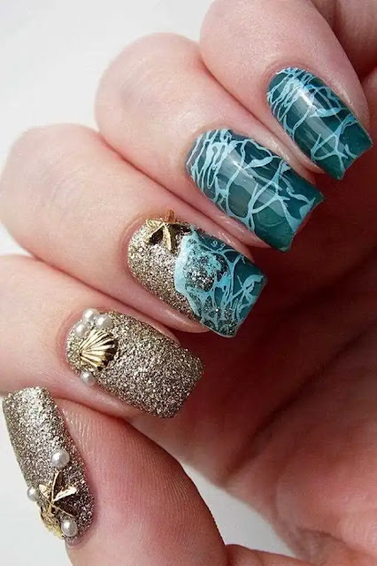 Ocean-Inspired Blues Coffin Nail