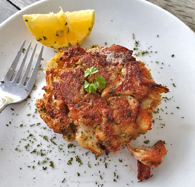 these are pan fried crab and shrimp cakes