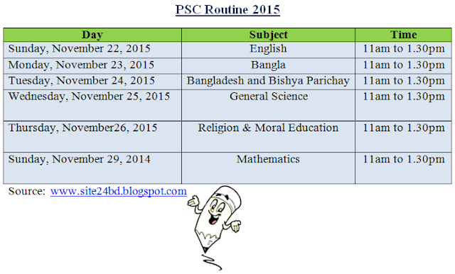 PSC Exam routine 2015