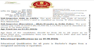 4300 Sub Inspector Job Vacancies in SSC