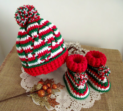 christmas baby hat booties