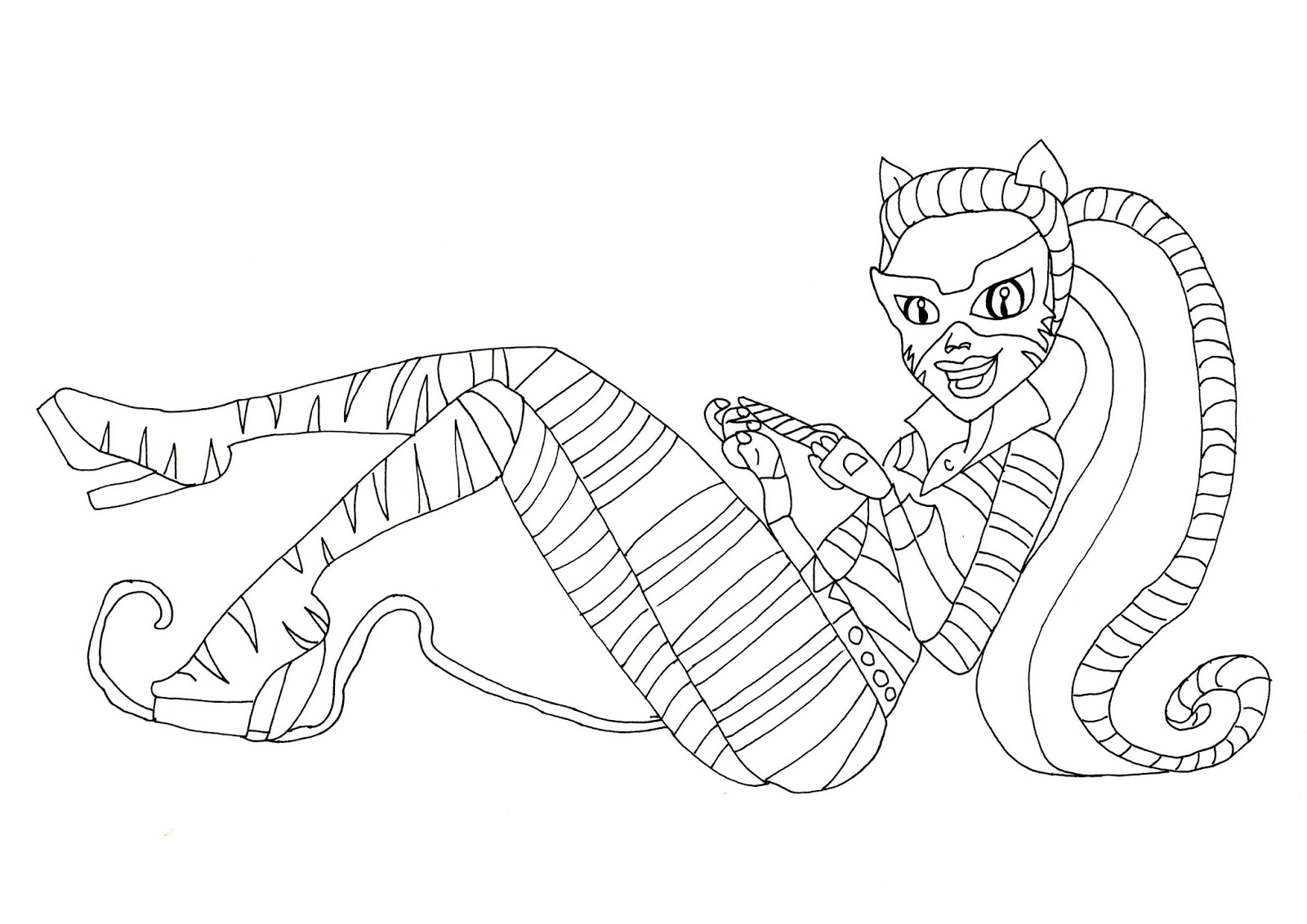 Download Free Printable Monster High Coloring Pages: Toralei Stripe Cat Tastrophe Coloring Page