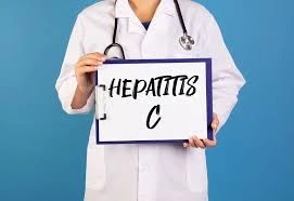 Hepatitis C. Doctor held clipboard with hepatitis C text