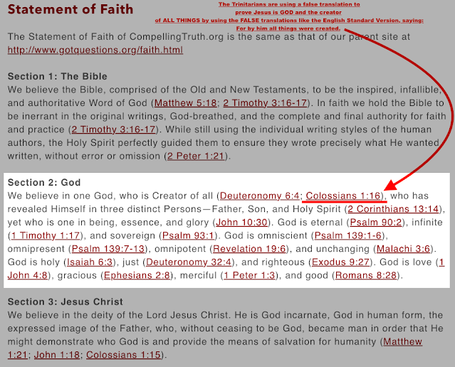 The FALSE Translations of Colossians 1:16