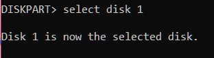 Disk is selected