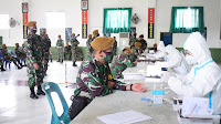 Cegah Penyebaran Covid-19, Yonarmed 2/105 KS Kembali Rapid Test Seluruh Prajurit