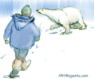 Confronting a polar bear is a sketch by artist and illustrator Artmagenta