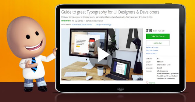 [75% Off] Guide to great Typography for UI Designers & Developers| Worth 40$