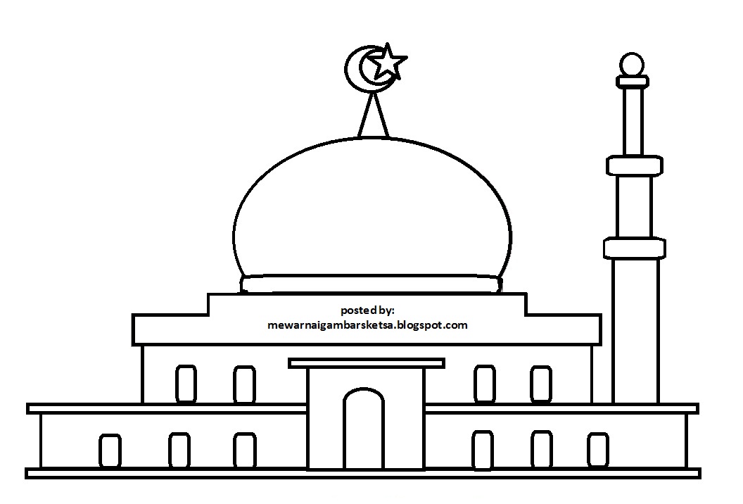 Mewarnai Gambar Mewarnai Gambar Sketsa Masjid  36