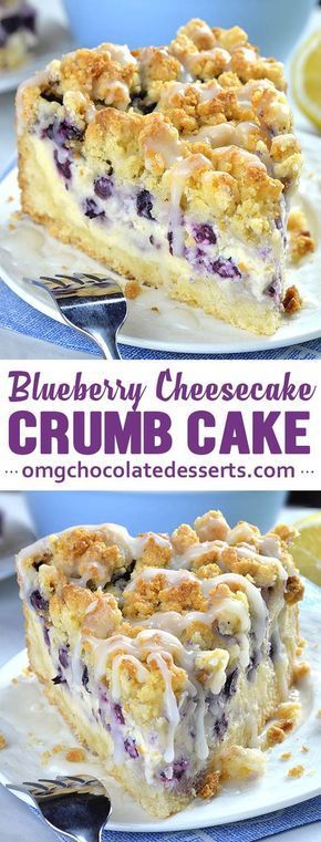 Blueberry Cheesecake Crumb Cake is delicious combo of two mouthwatering desserts: crumb cake and blueberry cheesecake. With this simple and easy dessert recipe you’ll get two cakes packed in one