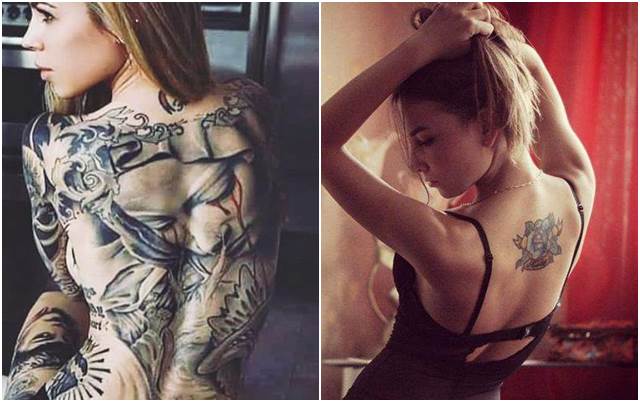 53 Foto Gambar Tato Keren Dipunggung #Tattoo 3D Salib, Tribal Dan Henna Ditubuh Wanita ini