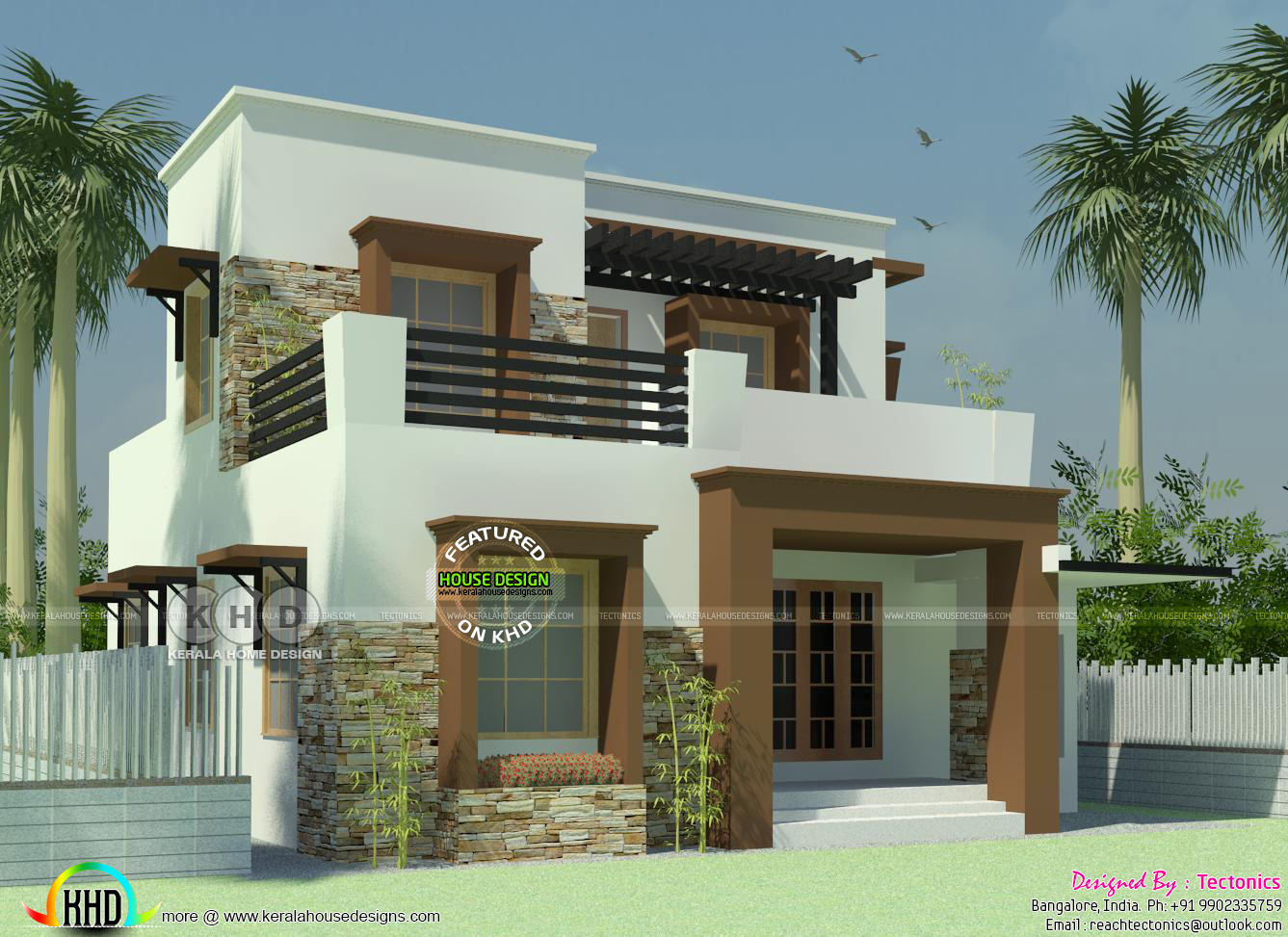  3  bedroom  house  with its floor plan  Kerala home  design 