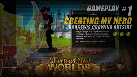 Adventure Quest Worlds ★ Creating My Hero ☆ Roosters Crowing Outside 