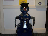 A robotic police officer with cap
