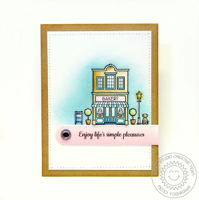 Sunny Studio Stamps: City Streets Enjoy Life's Simple Pleasures Card by Mendi Yoshikawa